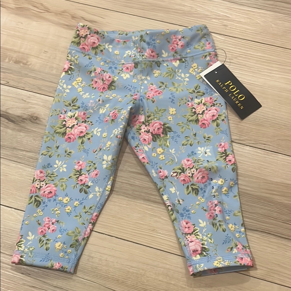 BNWT Polo by Ralph Lauren Kids Floral Blue Leggings Size 3